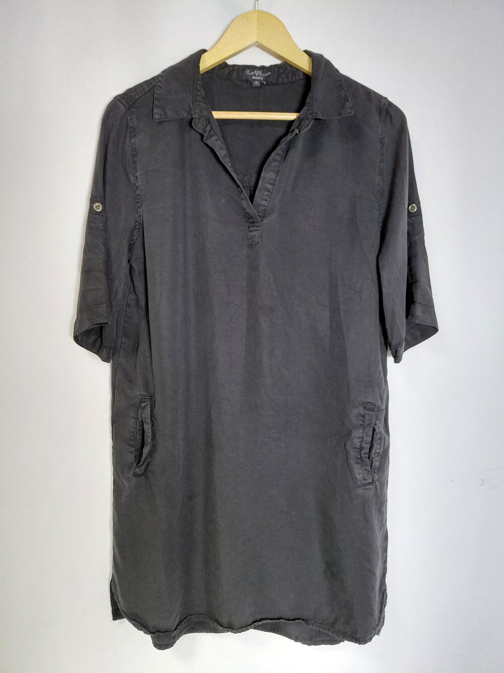 Velvet Heart Tencel Dress Solid Short Sleeve Women Size M